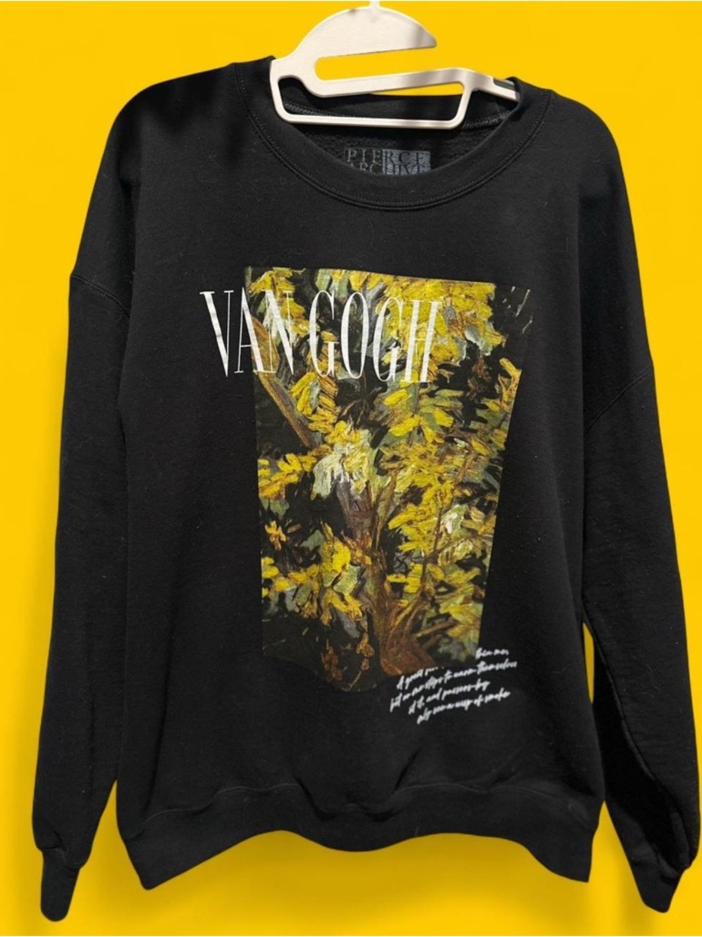 Black Van Gogh Crewneck w/ Yellow & Green Print